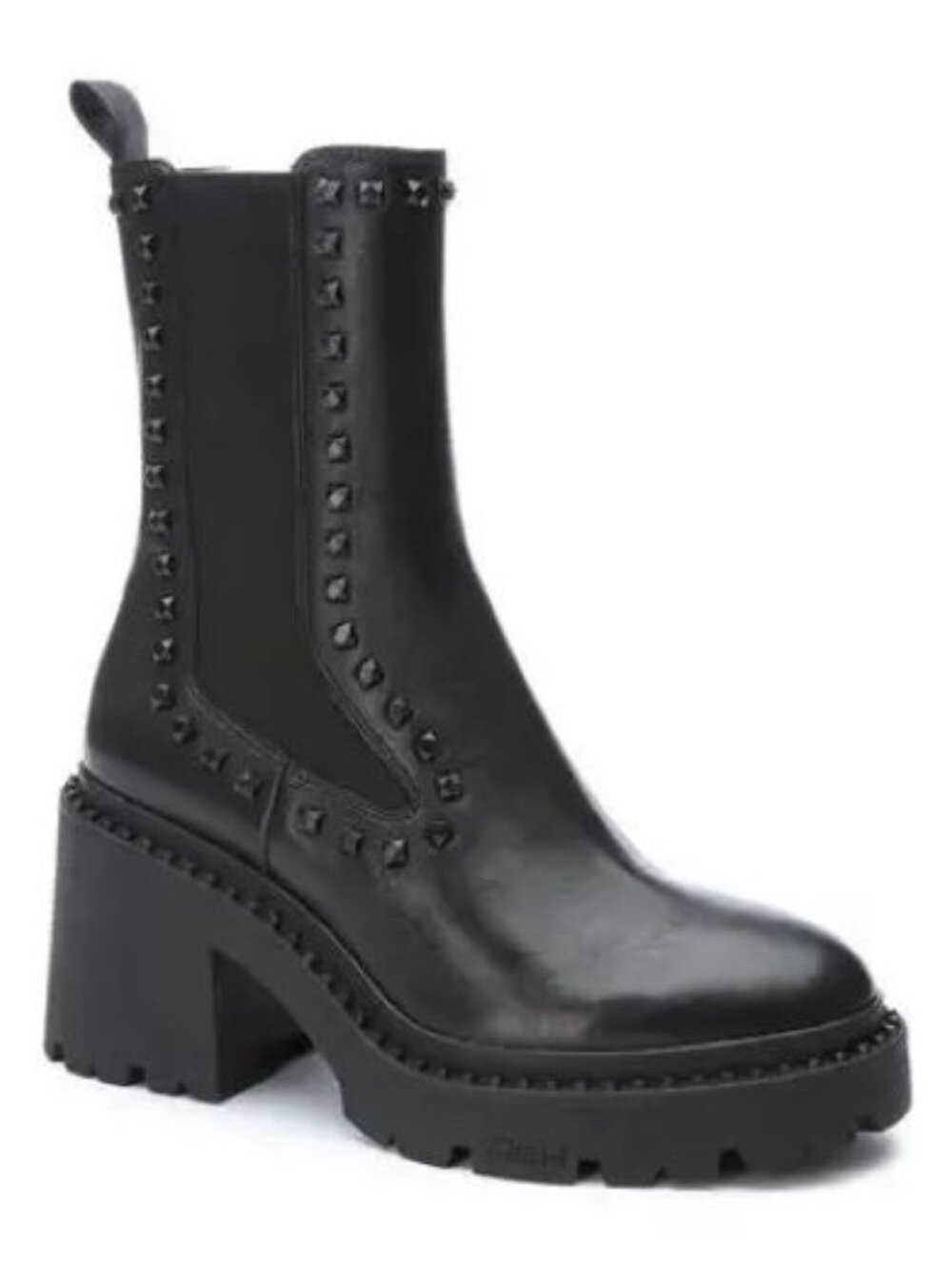 Ash Nico Bic Calfskin Stud Chelsea Boots Black Leather Size EU 35 / US 5